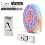 1 Pair Free-Tie Shoelaces Set, 2Pcs Elastic Shoelaces & 2Pcs Shoelaces Buckles For Sneakers Canvas Shoes, Street Style - Image 23