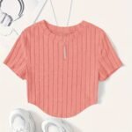 Women'S Casual Short Sleeve T-Shirt - Soft Stretch Polyester-Spandex Blend, Loose Fit Round Neck Summer Top, Solid Color Machine Washable Tee For Casual Attire