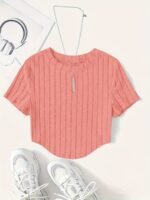 Women'S Casual Short Sleeve T-Shirt - Soft Stretch Polyester-Spandex Blend, Loose Fit Round Neck Summer Top, Solid Color Machine Washable Tee For Casual Attire