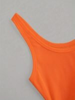 Women'S Elegant U-Neck Cami Top - Black, Stretchy Polyester Blend, Sleeveless, Machine Washable, Form-Fitting, All-Season Wear, Casual Layering Piece | Formfitting Design | Plain Weave Top - Image 8