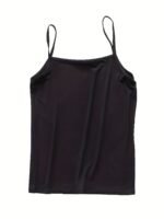 1Pc Elegant Women'S Lace Camisole Tank Top, Summer Sleeveless Slim Fit Inner Layer, Solid Color Knit Nylon Fabric, Adult Ladies' Cami With Lace Detail - Image 4