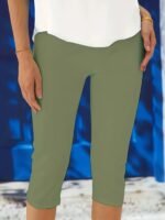 Plus Size Solid Skinny Capris Leggings, Casual Crop Leggings For Spring & Summer, Women'S Plus Size Clothing - Image 8