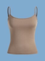 3Pcs Solid Color Polyester Slim Fit Casual Slingback Tank Top, High Stretch Spaghetti Strap Pullover For Weekend Casual - Image 5