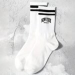 1 Pair Striped & Letter Print Socks, Casual & Versatile Comfy Unisex Mid Tube Socks, Women'S Stockings & Hosiery - Image 3