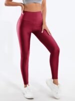 Women'S Black High-Waisted, Stretchy, Skinny Fit Pants - Casual, Long-Length, Polyester, Elastic Waistband For & Fitness, Casual Wear|Stretchy Fabric|Elastic Waistband - Image 2