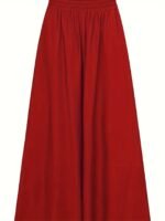 Plus Size Women'S Elegant Casual Wide-Leg Pants With Elastic Waist & Smocking Detail - Solid Color Non-Stretch Fabric, Middle Eastern-Inspired Design For All-Season Versatile Wear - Image 8