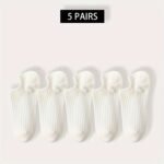 5 Pairs Unisex No-Show Socks - Breathable Sweat-Resistant Anti-Odor Invisible Invisible Socks For Men & Women, Solid Colors (Black, Pink, Grey, Beige, White) - Machine Washable Boat Socks For Casual & Formal Wear - Image 24