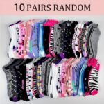 10 Pairs/20 Pairs/30 Pairs Floral Print Striped Polka Dot Valentine'S Day Socks