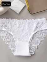 5-Pack Women'S Plus Size Lace Stitching Underwear - Elegant Floral Print, Breathable & Comfortable Mid-Rise Briefs (Xl-5Xl), Daily Wear Underwear | Feminine Elegance | Intricate Lace Detail - Image 4