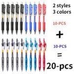 20Pcs Retractable Gel Pens, 0.5Mm Black Red Blue Neutral Gel Pens, Telescopic Gel Ink Ball Pens, 10 Gel Pen +10 Gel Pen Refills, Suitable For Diary, Office, School And Home Writing - Image 9