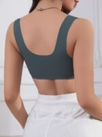 Women'S Solid Color Front Closure Bra With Shell Pattern Trim, Integrated Wide Shoulder Straps, Non-Removable Pads, Wire-Free, 5 Colors To Choose From, Meeting Multi-Environment Four Seasons Wear - Image 9