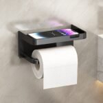 1Pc No-Drill Toilet Paper Holder, Hygienic Drawer Roll Paper Rack, Wall-Mounted Bathroom Tissue Holder With Phone Stand, Plastic Material - Image 9