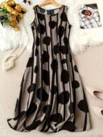 Large Women'S Elegant Sleeveless Dress Casual Print Round Neck Dress - Image 7
