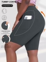 Plus Size - Women'S Plus Size High Waist Crescent Pocketed Shorts - Stretchy, Comfort Fit, Casual Summer Style With Plump Design, Breathable Fabric For Everyday Wear, Plus Size Shorts - Image 3