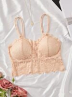 Removable Pads,Wire-Free Sexy Lace Bralette With Removable Pads - Black Floral Lace, Backless Design For Women, Everyday Comfort, Everyday Bra | Floral Pattern Bralette | Feminine Design - Image 2