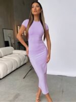 Women'S Bodycon Pencil Dress - Sexy Round Neck Short Sleeve Long Sleeveless Alternative - Machine Washable Stretchy Fabric - Solid Color Elegant Office To Party Wear, Formal Occasion, Formfitting Silhouette, Smooth Texture, Professional Women - Image 10