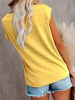 Regular Women'S Summer New Solid Color Pocket Round Neck Short Sleeve T-Shirt - Image 6