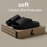 Unisex,, Lawensui Ultra-Soft Eva Slides For Men - Comfortable, Non-Slip, Quick-Dry, Solid Green, 3.5Cm Thick Sole Casual Summer Slippers, Hand Washable, Slip-Resistant Footwear|Minimalist Slipper Design|Ergonomic Slipper Design, Suitable For Women - Image 5
