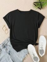 Solid Crew Neck Simple T-Shirt, Casual Short Sleeve T-Shirt For Spring & Summer, Women'S Clothing - Image 4