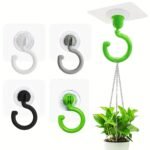 5Pcs Rotatable Adhesive Ceiling Hooks - No Drill, Easy Install For Hanging Plants, Lanterns & Wind Chimes - Versatile Sticky Hangers In White, Green, Black - Ideal For Home & Garden Decor, Plant Hangers|Modern Home Accessory|Durable Plastic Hooks - Image 2