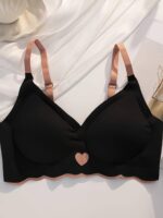 Love Women'S Wireless Bra No Underwire Anti-Sagging Removable Pads Medium Support Soft Pink Contrast Trim Comfort Sports Everyday Basic Bra - Image 2