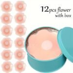 12Pcs Silicone Nipple Covers, Reusable Breast Petals Lift Invisible Bras Pasties, Bra Padding Sticker Patches, Adhesive Pads For Women, Fashion Accessories | Seamless Design | Reusable Covers - Image 3