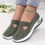 Women'S Breathable Knit Sneakers - Slip-On Low Top Sneakers With Plain Toe, Lightweight Pvc Sole, And Comfortable Fabric Upper For All-Day Wear (Green, Blue, Black, Purple, Pink), Casual Footwear | Minimalist Design | Breathable Fabric - Image 11
