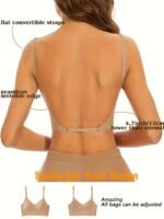Seamless Backless T-Shirt Bra For Women - Sexy, Wireless With Removable Pads, Nylon & Elastane Blend, Hand Washable - Image 3