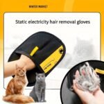 Upgraded Large Pet Static Hair Removal Gloves - Black Polypropylene Cat Grooming Gloves With Yellow Accents, 24.99Cm*17.98Cm, Efficient Pet Hair And Dander Removal, Essential Tool For Cats And Dogs | Stylish Pet Accessory | Durable Care Gloves