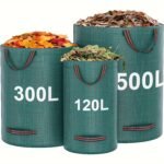 1Pc Heavy Duty Garden Waste Bag, 500L/300L/120L, Reusable Yard Leaf & Grass Collection Bags, Uv & Water Resistant Pp Material, With Handles, Outdoor Lawn Leaf Bags
