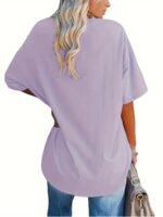 Plus Size, Cross-Border European And American Women'S Spring/Summer New Loose Fit Half-Sleeve Waist-Tied Top - Image 6