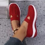 Women'S Breathable Knit Sneakers - Slip-On Low Top Sneakers With Plain Toe, Lightweight Pvc Sole, And Comfortable Fabric Upper For All-Day Wear (Green, Blue, Black, Purple, Pink), Casual Footwear | Minimalist Design | Breathable Fabric - Image 4
