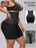 1Pc Plus Size Elegant Underwear, Women'S High Waist Tummy Control Seamless Shapewear Box Briefs - Image 7