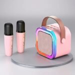 Mini Portable Karaoke System With 1 Or 2 Wireless Microphones - Colorful Led Disco Lights, Rechargeable Lithium Battery, Usb Charging, Ideal For Home Parties, Birthdays, And Valentine'S Day Gifts, Karaoke Equipment|Modern Karaoke Machine|Wireless Microphone