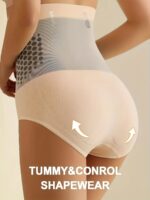 High-Waisted Tummy Control Shapewear Shorts For Women, Geometric-Patterned Polyamide 90% Spandex 10% Knit Fabric, No Padding, High Support, Pull-On Design, Butt Lifting, Belly Slimming Body Shaper Panties - Image 6