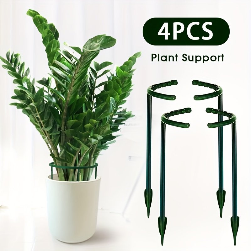 product-fancy-8f6c14e9-03d8-4e65-94b6-110d3c21a4f5.jpg 4Pcs Greenhouse Plant Support Stakes, 24.99Cm Semicircle Plastic Vine Climbing Brackets For Indoor Flowers & Garden Care, Arrangement, Pile Frame, Fixed Rod - Image 1