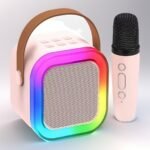 Mini Portable Karaoke System With 1 Or 2 Wireless Microphones - Colorful Led Disco Lights, Rechargeable Lithium Battery, Usb Charging, Ideal For Home Parties, Birthdays, And Valentine'S Day Gifts, Karaoke Equipment|Modern Karaoke Machine|Wireless Microphone - Image 4