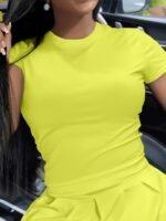 Solid Color Crew Neck T-Shirt, Casual Short Sleeve Top For Spring & Summer, Women'S Clothing - Image 9