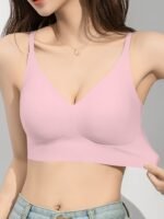 1Pc Women'S Push-Up Bra - Seamless, High Support, Removable Pads, Solid Pink, Comfortable & Stylish For Everyday Or Special Occasions, Special Occasion Bra | Seamless Bra | Comfortable Fit