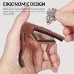 Rosewood Guitar Capo With Pick Holder - Perfect For Acoustic & Electric Guitars, Ukuleles, Basses, Banjos | Includes Picks, Guitar Picks - Image 7