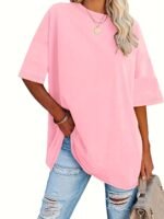 Plus Size Solid Simple T-Shirt, Casual Crew Neck Short Sleeve T-Shirt, Women'S Plus Size?Clothing - Image 3