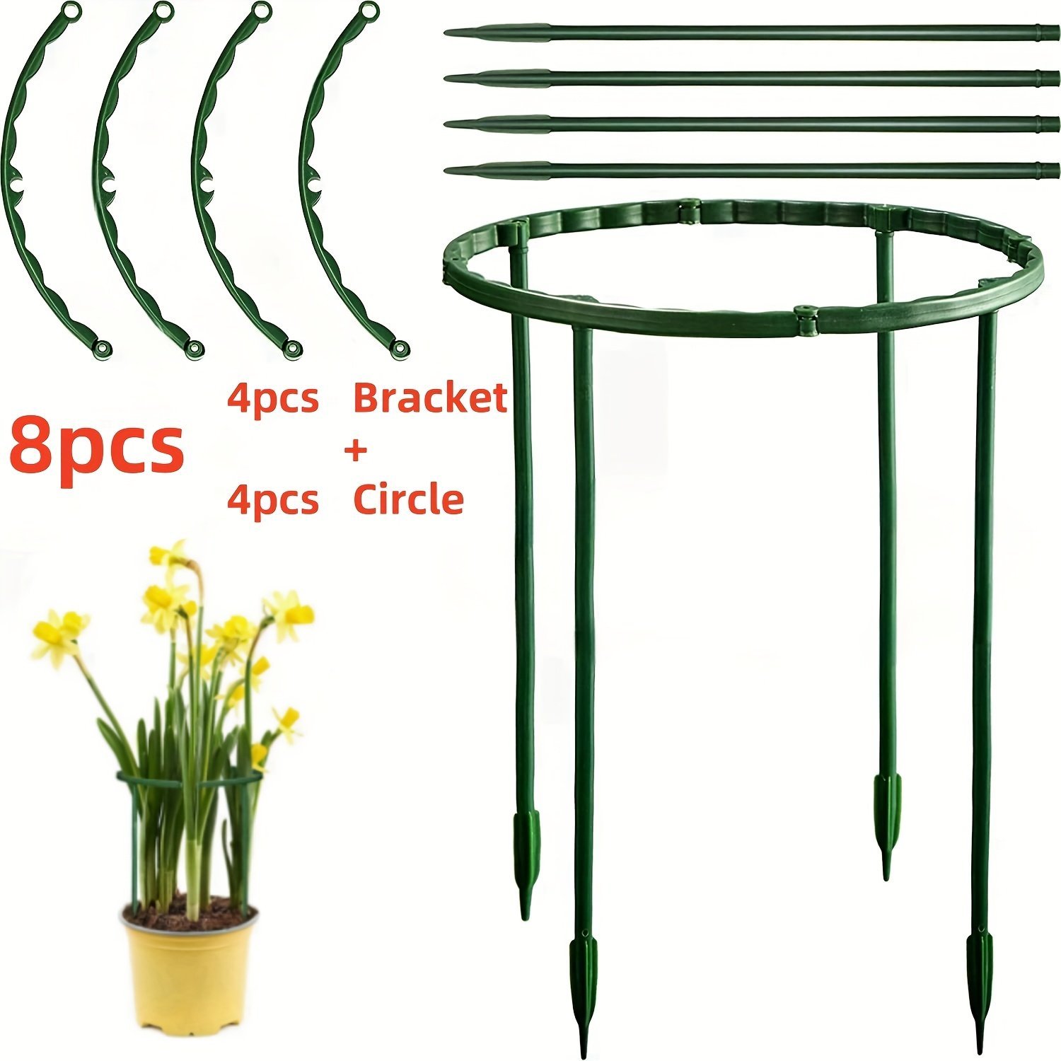 product-fancy-90354669-dcc7-4f26-b145-2e3b66adfbbb.jpg 8Pcs Adjustable Plastic Plant Support Cages - Suitable For Indoor And Outdoor Flexible Garden Plant Support Frames - Image 1