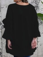 Plus Size Solid Ruffle Sleeve Blouse, Casual Crew Neck Irregular Hem Blouse For Spring, Women'S Plus Size?Clothing - Image 8