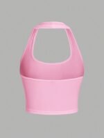 Women'S Casual Halter Neck Tank Top - Bright Pink, Sleeveless, Stretchy Polyester Blend, Regular Fit, Summer Essential For Casual Attire, Casual Wear | Halter Neckline | Smooth Texture - Image 4