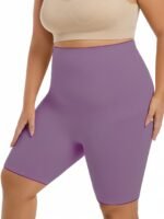 1Pc Plus Size Women'S High-Waisted Shaper Shorts, Tummy Control And Butt Lifter, Thigh Slimmer, Knit Polyamide Fabric, Solid Color, High Support Body Shaper - Image 10