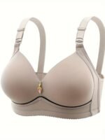 New Large Size Gathered Front Buckle Style Back Without Steel Ring Bra Soft And Traceless Thin Size Underwear For Women