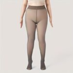 1 Pair Plus Size Autumn & Winter Faux Sheer Tights - High-Waisted, Snug Fit Pantyhose With Realistic Skin Tone, Machine Washable - Polyester/Spandex/Nylon Blend, Leggings Plus Size - Image 5