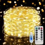 Bzpcf 1Pc Usb Fairy String Lights, 20.12Meter 200Led, 10.06Meter 100 Led, 5.0Meter 50Led, Silver Wire, 8 Lighting Modes, Remote Control, Usb Powered, Non-Rechargeable, Button Control, For Wedding, Bedroom, Ceiling, Christmas Decoration