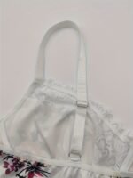 Plus Size Elegant Bra, Women'S Bow Decor Floral Print Contrast Lace Fashion Bralette - Image 5