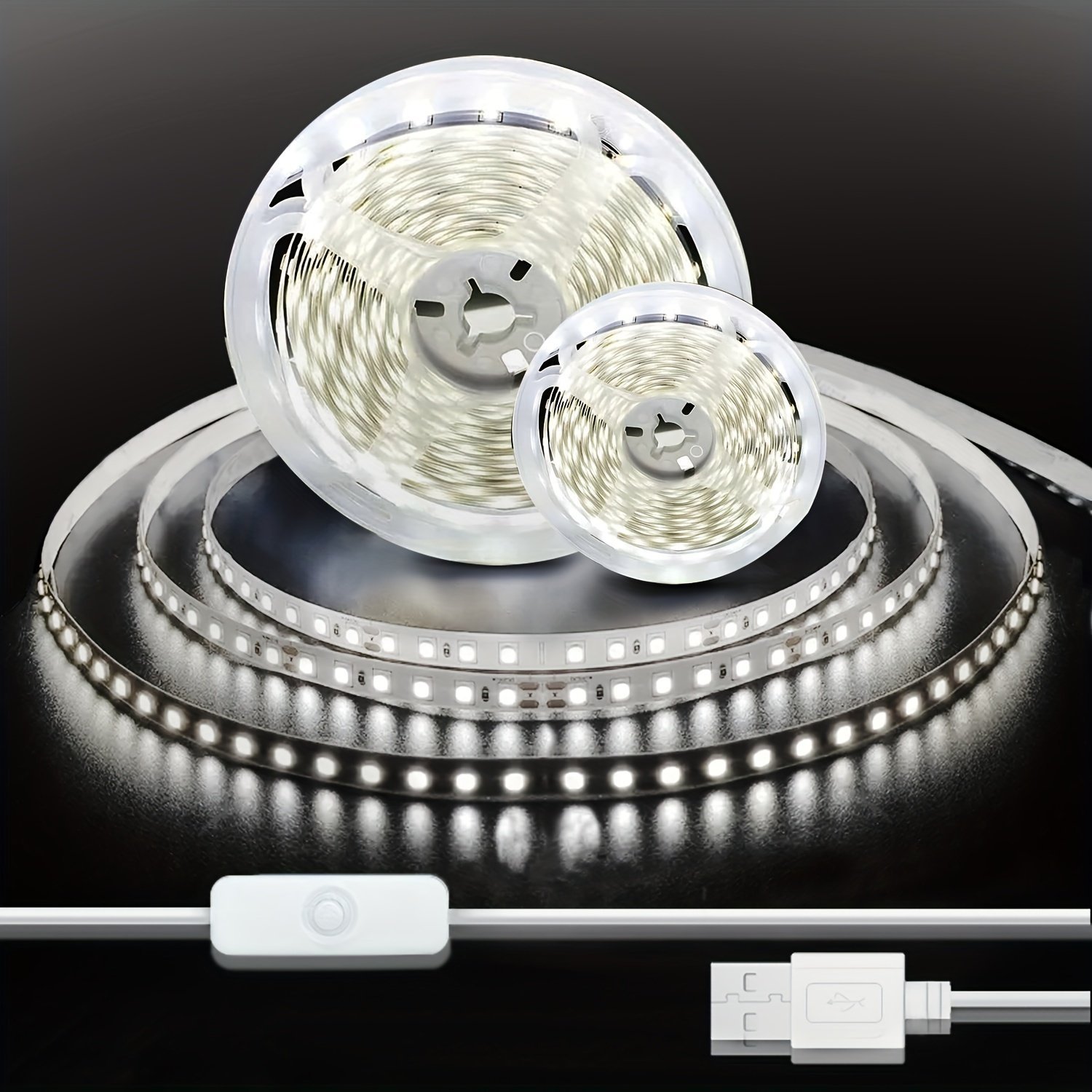 product-fancy-919ec9a0-78f0-40af-b22a-27afbdb20e31.jpg Usb Led Lights, White Led Strip Light, Led Lights For Tv Backlight, On-Line Switch Led Light Strip, Indoor Bedroom Home Decor Living Room, Halloween,Desk Accessories, For Travel, Camping, Party, Perfect For Christmas Birthday Gift - Image 1